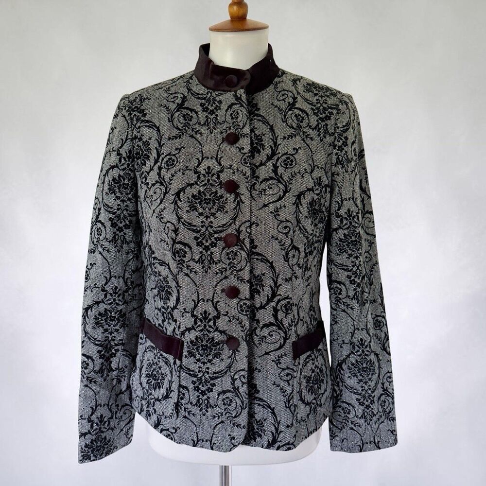 Vtg Victorian Inspired Romantic Gothic Witchy Dark Academia Black Gray Jacket